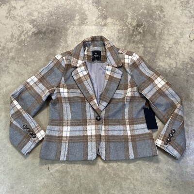 Bagatelle Collection Blazer Womens Large Plaid Single Breasted Multicolor
