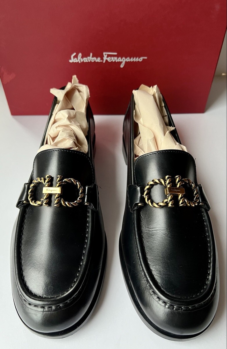 SALVATORE FERRAGAMO Women's Rolo 2.0 Leather Gancini Loafer Black