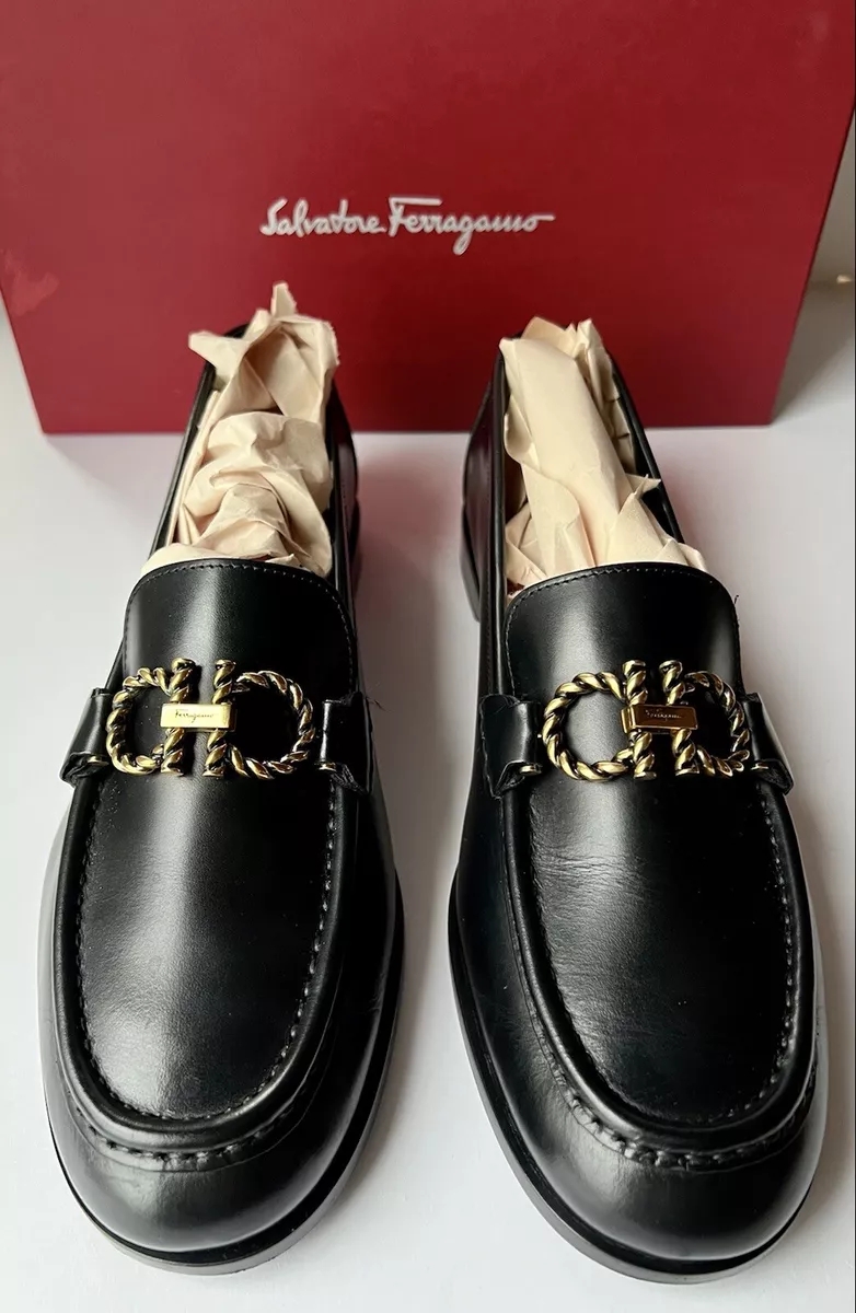 Salvatore Ferragamo Women's Black Leather Loafers Size 9 blog.knak.jp