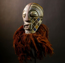 African Vintage Mask Wooden Songye Kifwebe Carved Wall Art Decorative Piec-G4435