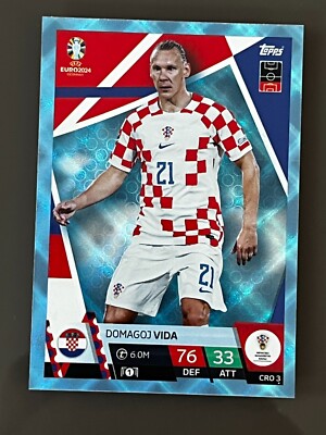 KARTE TOPPS MATCH ATTAX EURO 2024 BLAU PARALLEL DOMAGOJ VIDA KROATIEN # CRO 3