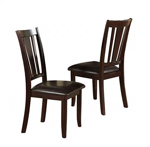 Juego de 2 sillas de comedor con asiento acolchado de imitación de cuero con respaldo rectangular abstracto Foto 2 de 3