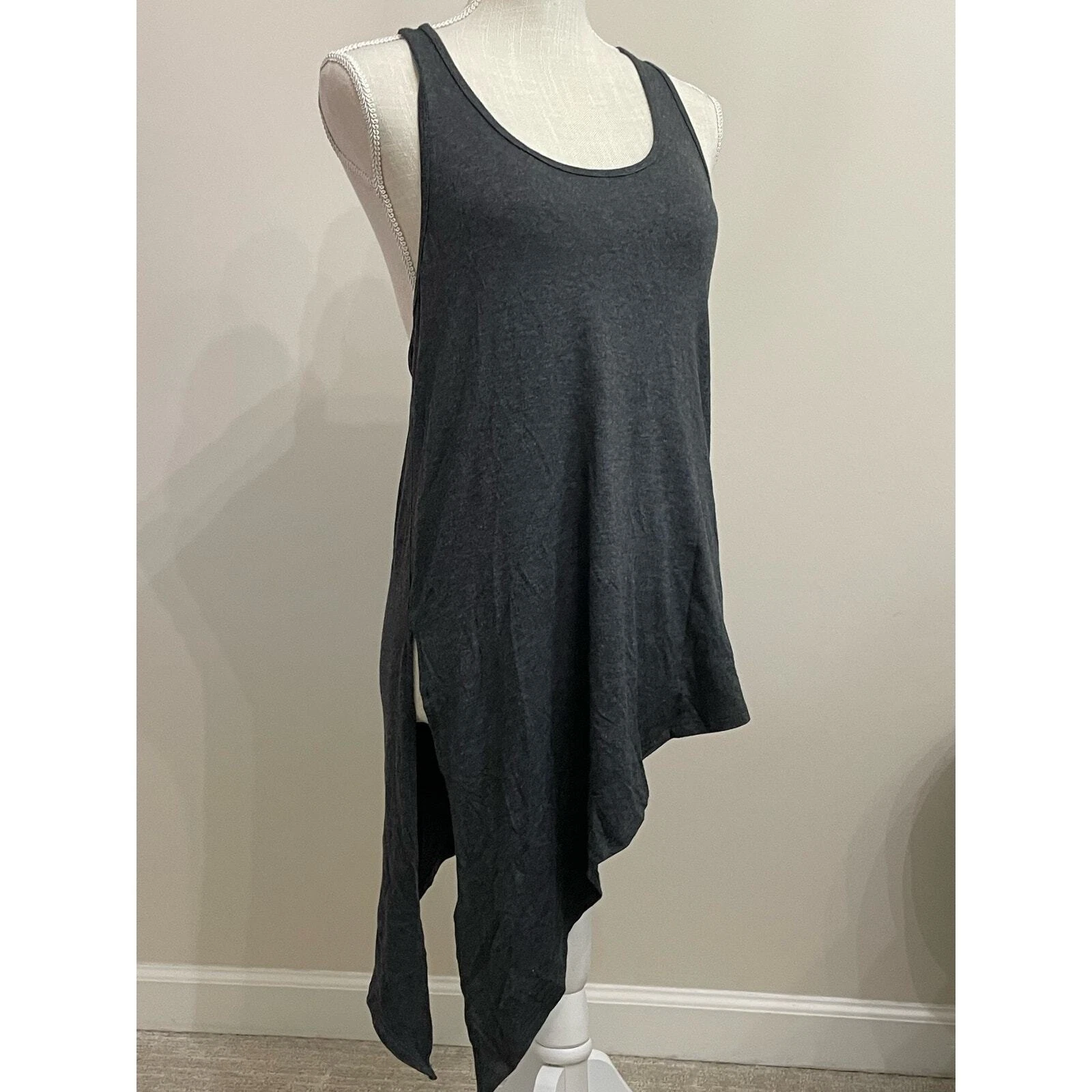 beyond-yoga dark asymmetrical racerback side tie tank-top