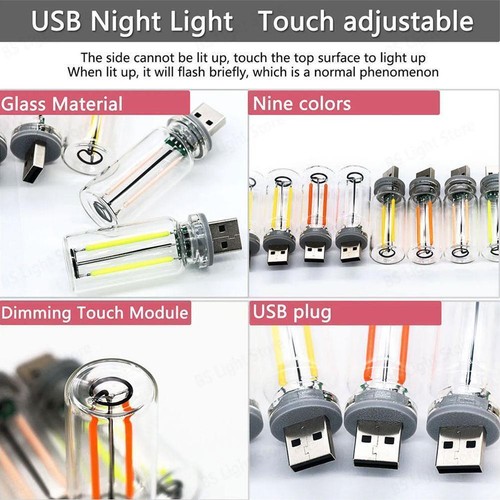 .UK-.RX9001 USB lumière d'ambiance LED verre coloré bouteille lumière nuit C0H1 - Photo 6/7