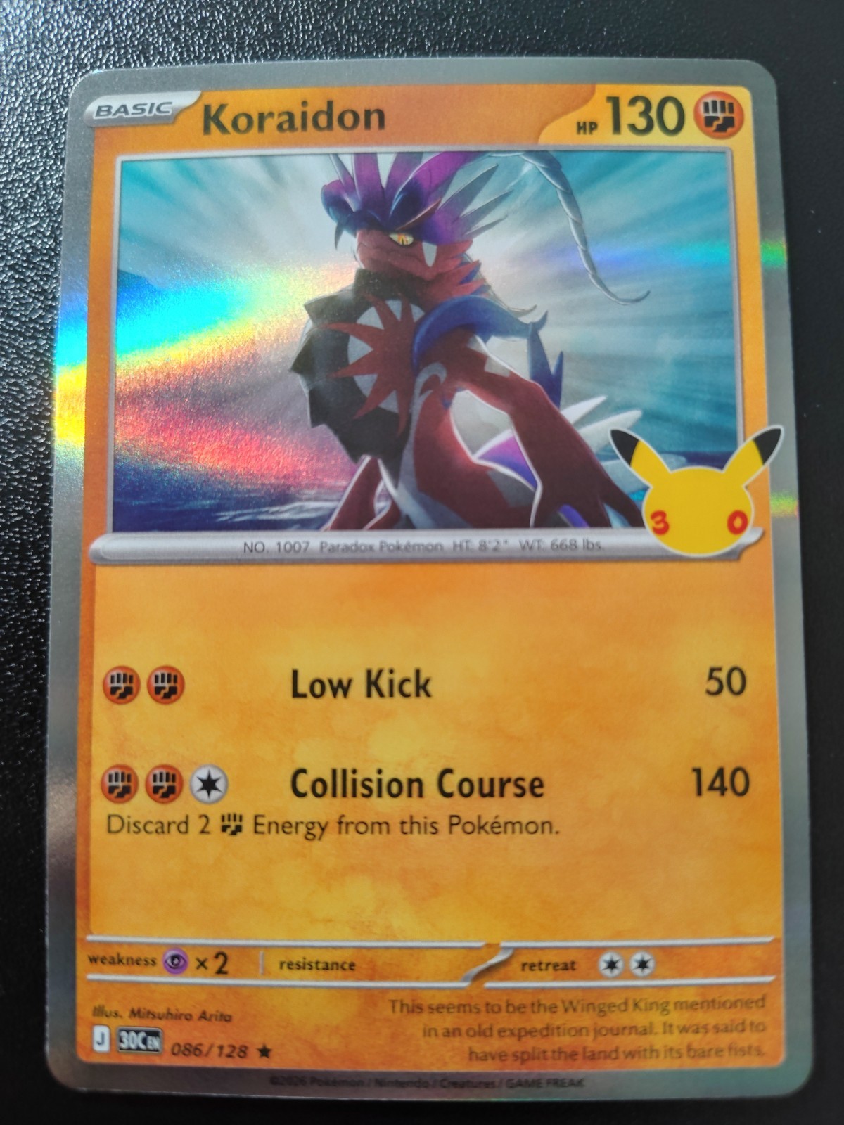 Pokemon 30th Celebration Koraidon Holo Rare Card 086/128 NM