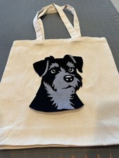 Adorable Artisan Crafted Appliqu  Dog Tote Bag   Customizable Canvas Bag Color