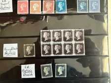 Great Britain Penny Black replica -Black, different colors + #16or33 & 1/2 penny