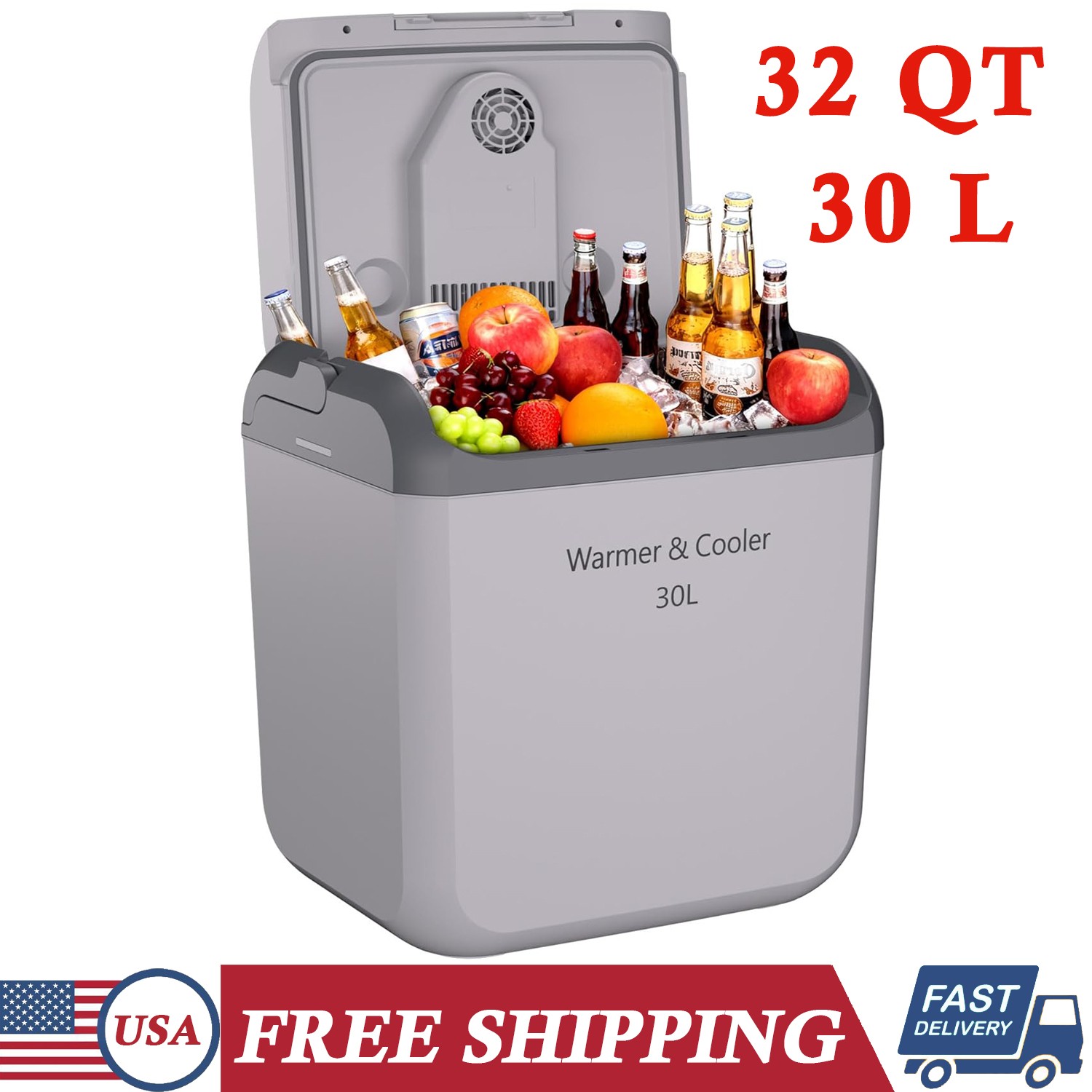 & Warmer Portable Car Refrigerator 12v Car Cooler W/handle