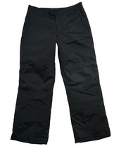 SLALOM Mens Ski Snowboarding Pants Large - Black Nylon Zip Pockets Warm 36x32