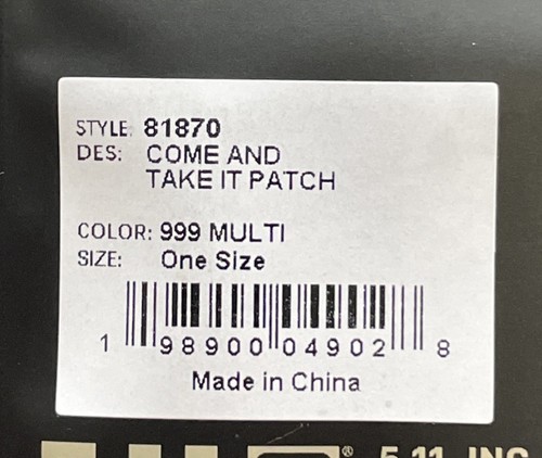 *BRAND NEW* 5.11 TACTICAL COME AND TAKE IT PATCH COFFEE POT โ๏ธ SKULL ๐ HOOK - Picture 5 of 5