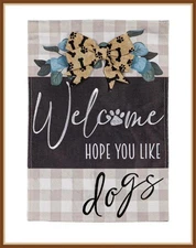 EVERGREEN GARDEN FLAG * DOGS AND CHECKS * EMBELISHED APPLIQUE' - BRAND NEW