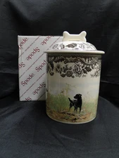 Spode Woodland Hunting Dogs: NEW Dog Treat Canister, 7 1/2" x 4 3/4", Box