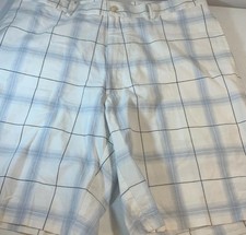 Tour Pro Mens White Plaid Golf Shorts Waist 36 