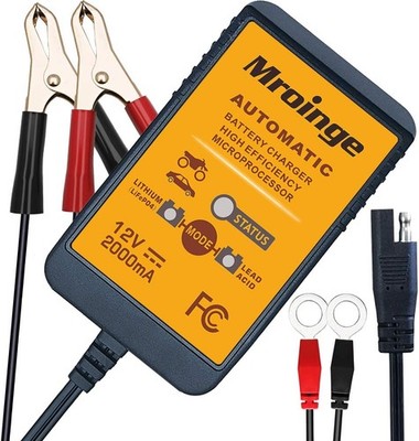 Mroinge 12V 2A Smart Battery Charger Maintainer AGM LiFePO4 Trickle