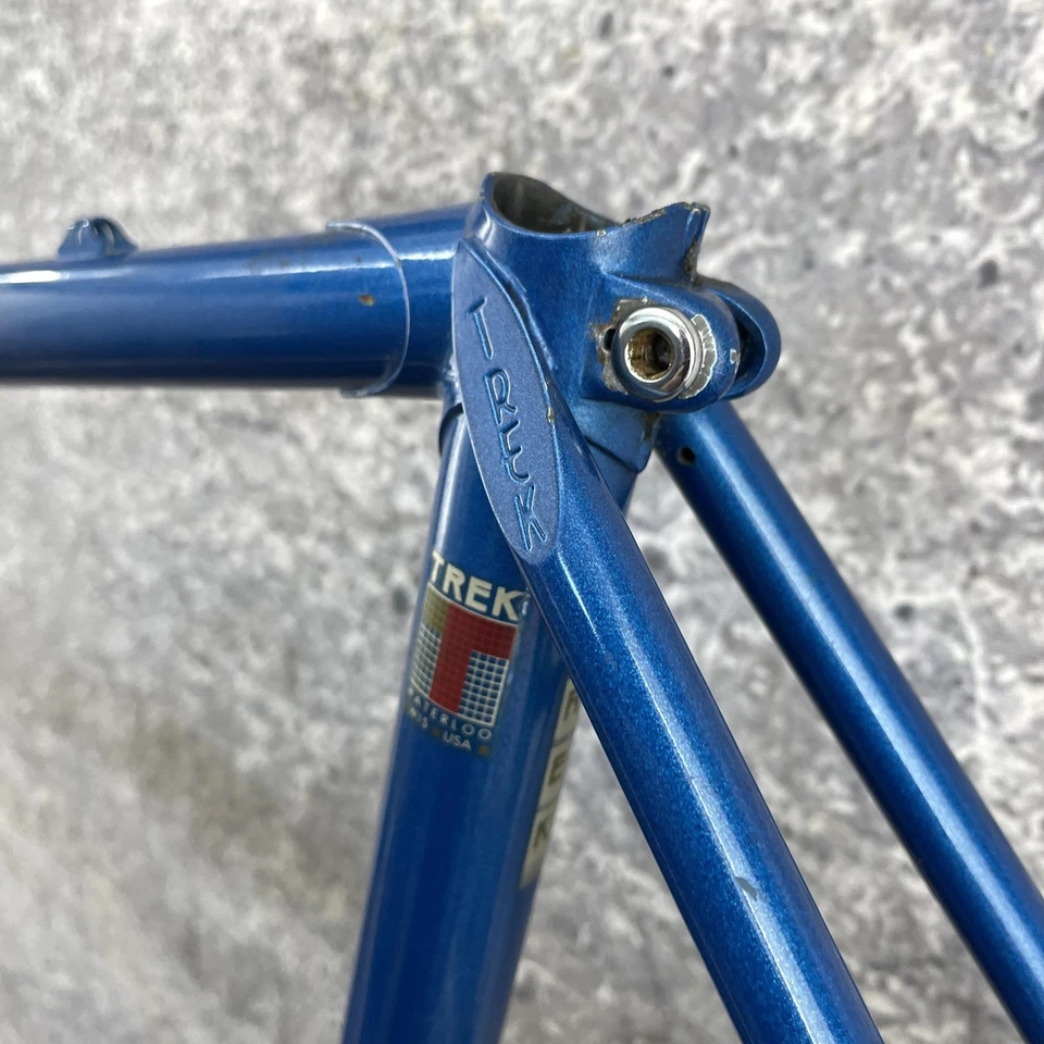 Cuadro de carretera Trek 500 vintage 57 cm Reynolds 501 acero azul EE. UU. con orugas 700c 126 mm Foto 4 de 4