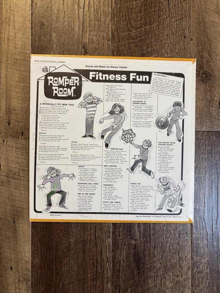 ROMPER ROOM Fitness Fun (LP, 1973, Peter Pan Records) 8116 Exercise Games - Image 2 of 4