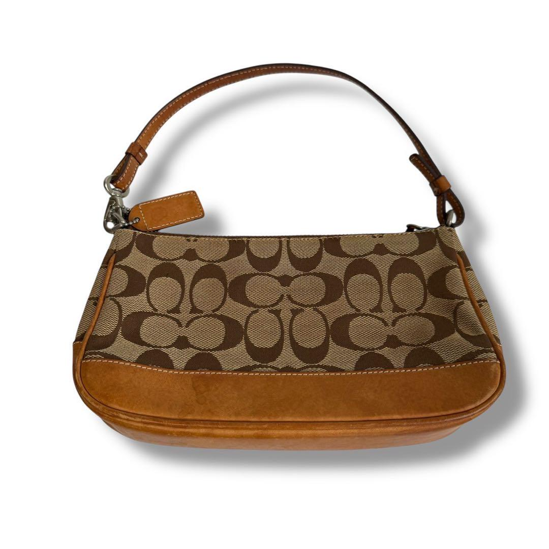 Coach 6094 Beige Signature Canvas Leather Shoulder Hand Demi Mini