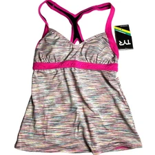 TYR DuraFast Active Sonoma Vneck OpenBack Tankini Top Pink Size Small 4/6 $40