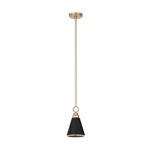 Hunter Klein 1-Light Alturas Gold Mini Pendant Matte Black Metal Shade Island - Picture 2 of 8
