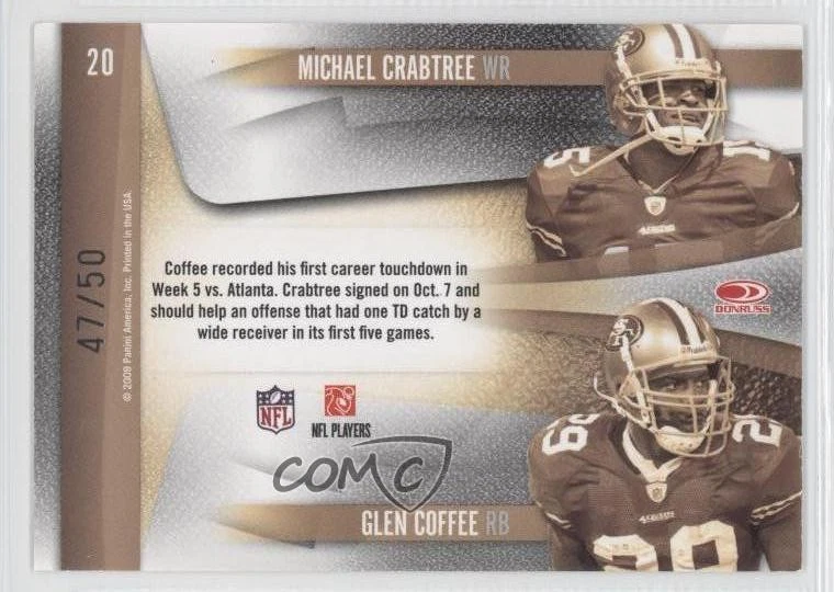 2009 Playoff Contenders Black /50 Glen Coffee Michael Crabtree #20 Rookie RC - Image 2 of 2