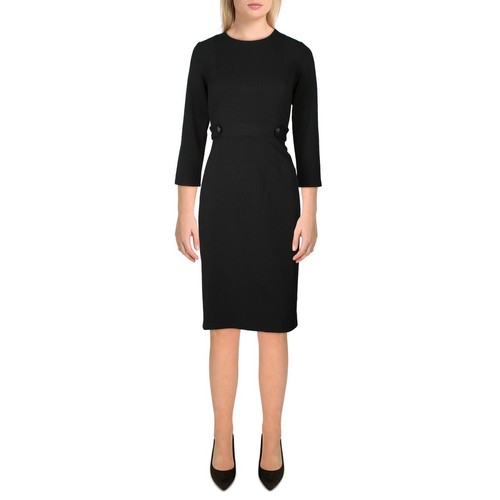 London Times Womens Black Panel Sheath Dress 4 BHFO 6196