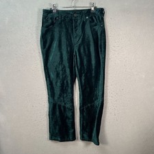Free People Womens Size 30 Green Crushed Velvet Pants Straight Leg