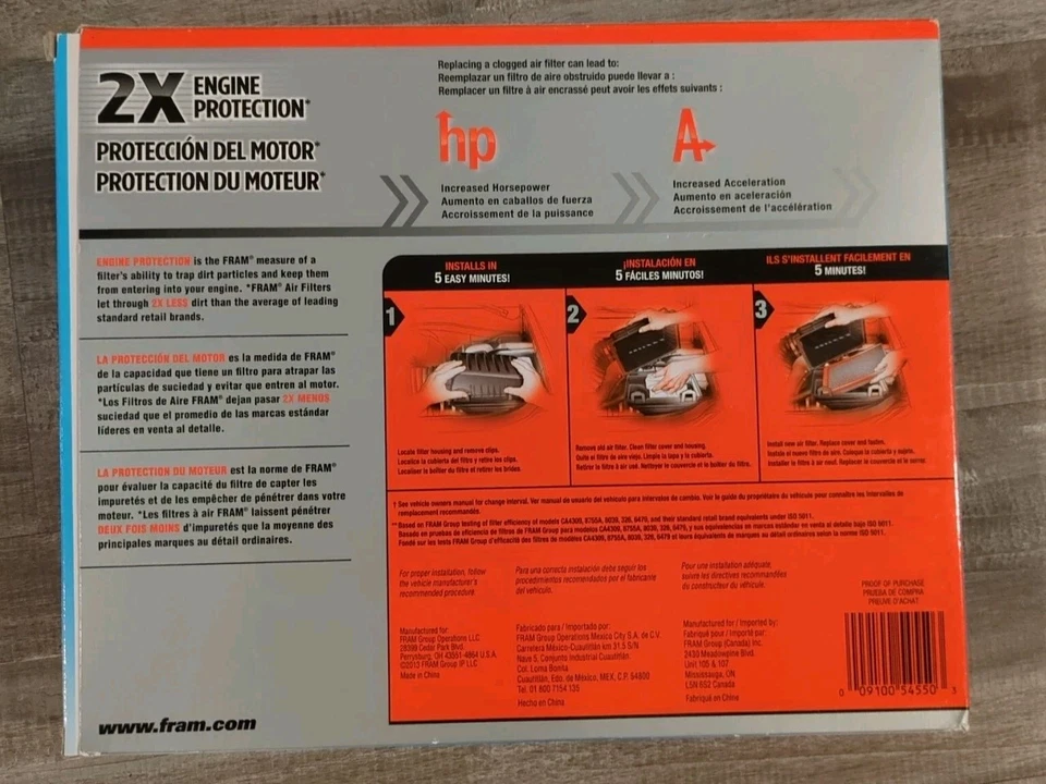 FILTRO DE AIRE PROTECTOR EXTRA MARCO CA10881 para Hyundai Azera Kia Cadenza 2017 Foto 2 de 2