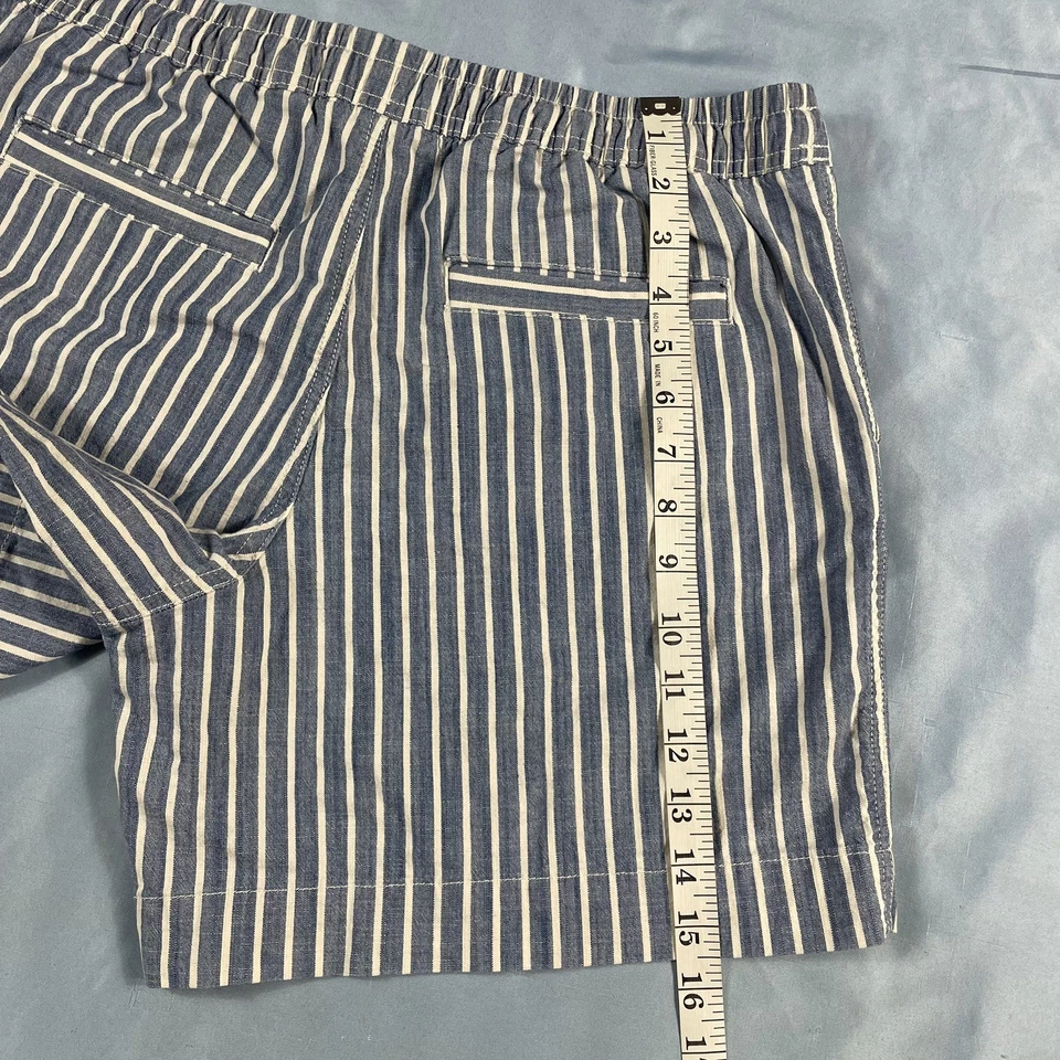 Pantalones Cortos LL Bean Favorite Fit Azul Rayas Cintura Elástica Para Mujer Talla 10 Regular Foto 4 de 4