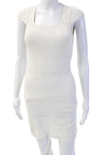 Love Shack Fancy Women Sweater Dress White Square Neck Short Sleeve Size S