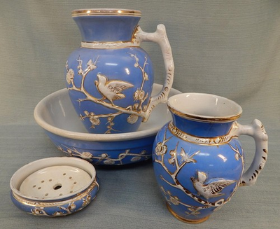 #ad Burgess amp; Campbell Japonica 4 Piece Washstand Set Antique Ironware USA $149.99