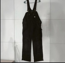 VINTAGE Carhartt Women's M 8/10 Dark Brown Duck Canvas Double Knee Overalls Y2K