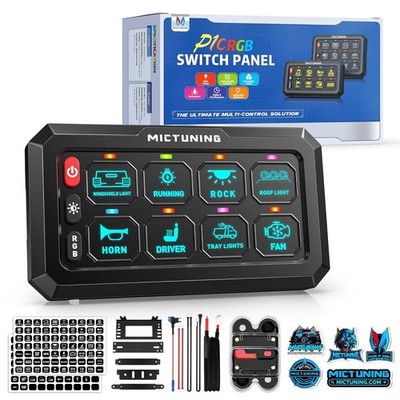 P1C RGB 8/12 Gang Switch Panel LED Touch Circuit Relay Box for Car Truck Marine