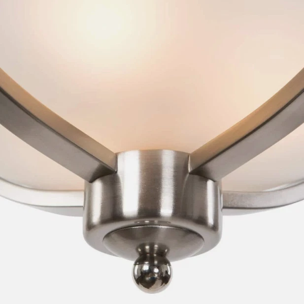 Yosemite Home Decor Bowl Pendant 3-Light with Acid Wash Glass Shade Satin Steel - Image 3 of 4