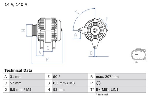 Alternator fits AUDI A1 8X 1.0 1.4 13 to 18 CHZB Bosch 04C903021A 04C903023K - Picture 2 of 3