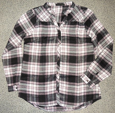 Damen Flanellbluse Langarm Schwarz/Lila kariert Gr. 38 Kapalua