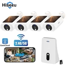 Hiseeu 4MP 10CH 5G Wifi Security Camera System Solar Battery Powered 2-Way Audio