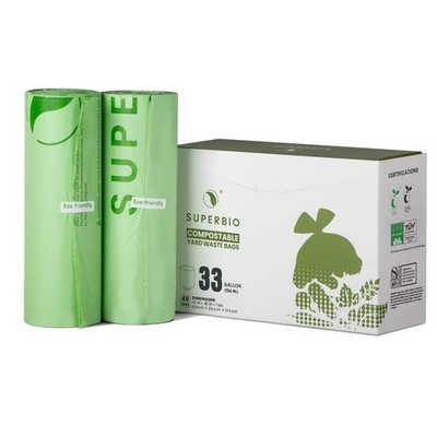 SUPERBIO 33 Gallon Compostable Yard Waste Bags, Lawn & Leaf Bags, 40 Count