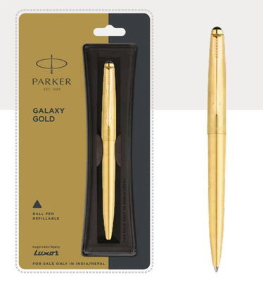 #ad Blue ink Parker Galaxy Gold Body Ball Pen Gold Trim easy to use free shipping $18.60