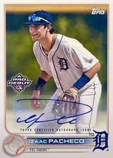 2022 Topps Pro Debut Izaac Pacheco Auto Rookie Prospect RC #PD-76