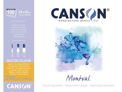 Canson 200807353 AQ Montval fein Aquarelle, 200 g/qm, 100 Blatt pro Block ''an de