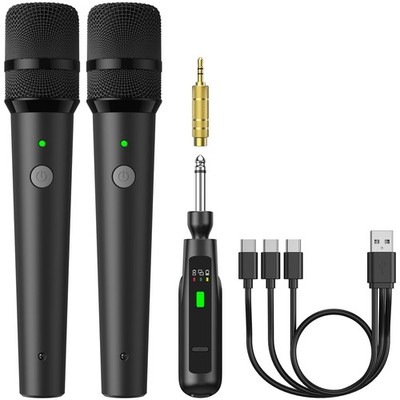 TONOR 2.4G Dual Wireless Microphones, 12.8''L x 5.3''W x 2.1''H, Black