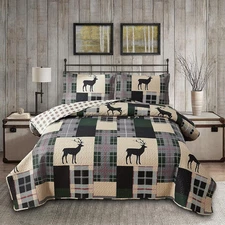 Lodge Bedspread Set King Size Rustic Cabin Quilt Set Deer Bedding Sets Lightweig