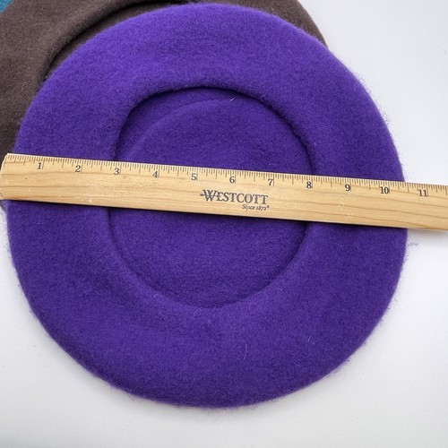 (3) Vtg Wool Beret Hat Parisienne French Brown Purple Blue Mark Reed Preston - Picture 11 of 11