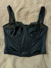 NWOT SKIMS Satin Lace Balconette Cropped Corset SMALL Onyx