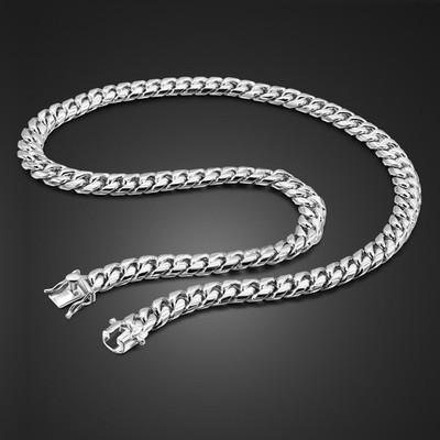 Solid 925 Sterling Silver Miami Cuban Link Chain Men's Necklace 10mm 22'' 24'' 26''