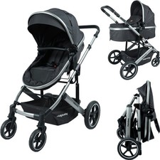 2-in-1 Reversible Pramette Stroller Birth to 3 Years Adjustable Handle Large Can