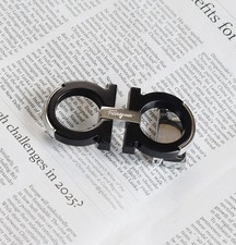 Men's Ferragamo Belt Buckle Black with Silver for 34-35mm leather strap