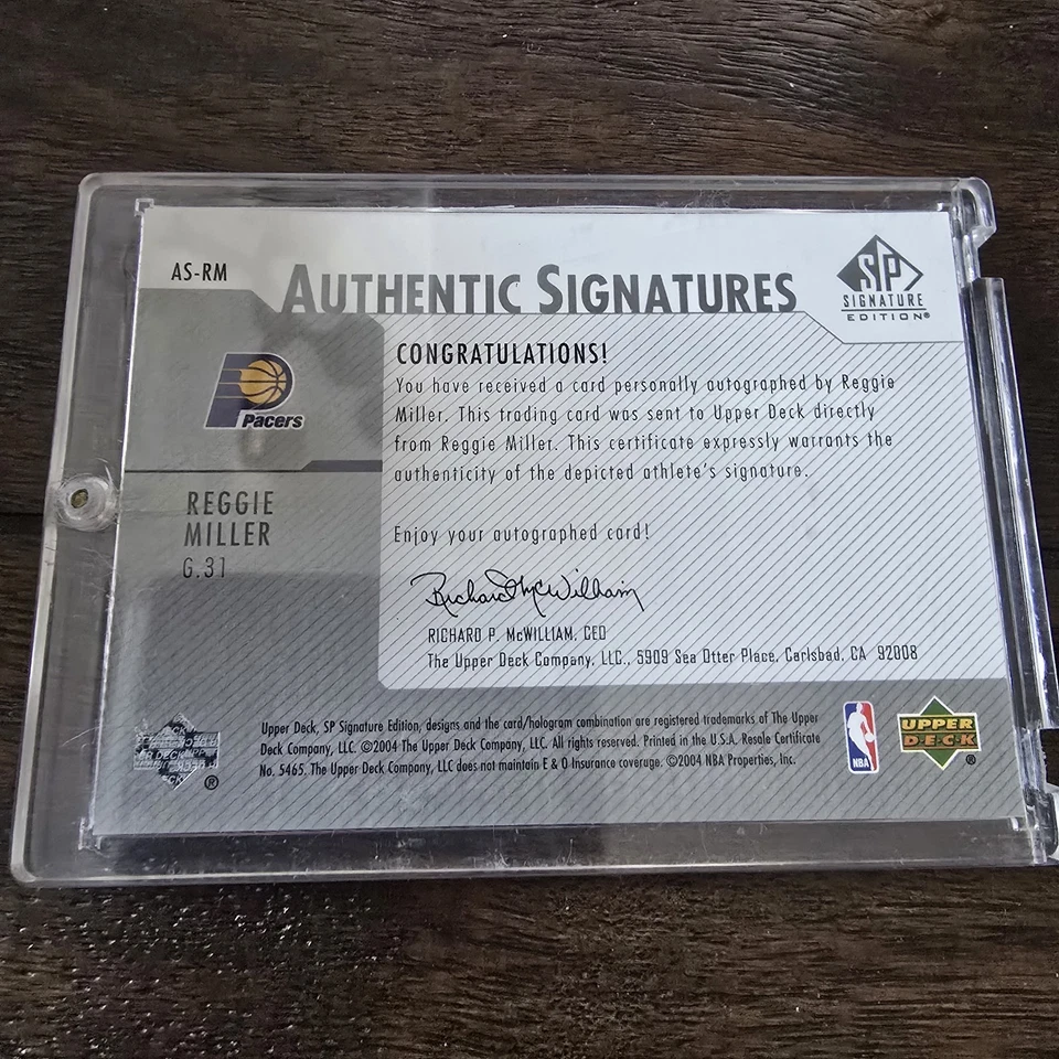 2003-04 SP Signature Edition - Firmas auténticas Reggie Miller #AS-RM (AU) Foto 2 de 2