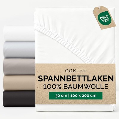 Spannbettlaken 100 x 200 cm Baumwolle  Mako Satin 400 Fadenzahl  Für Matratze...