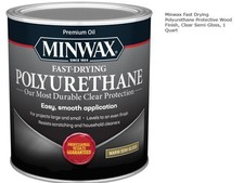 Minwax Fast Drying Polyurethane Protective Wood Finish, Clear Semi-Gloss, 1 Quar